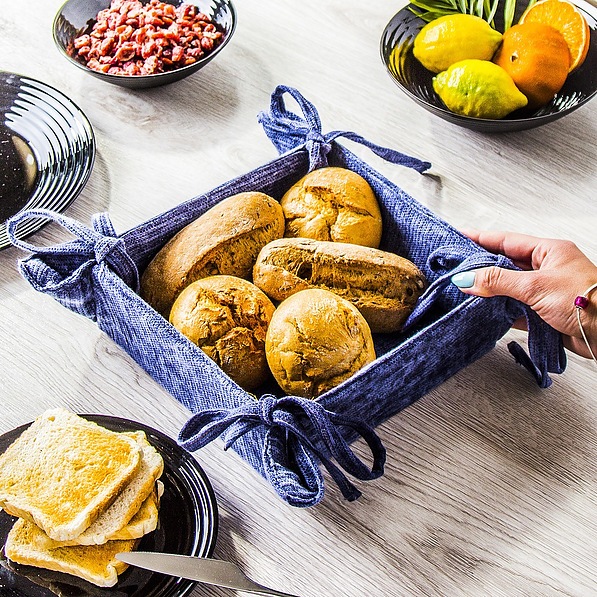Koszyk na chleb i pieczywo bawełniany JEDEKA MODENA 003 JEANS GRANATOWY 22 x 22 cm