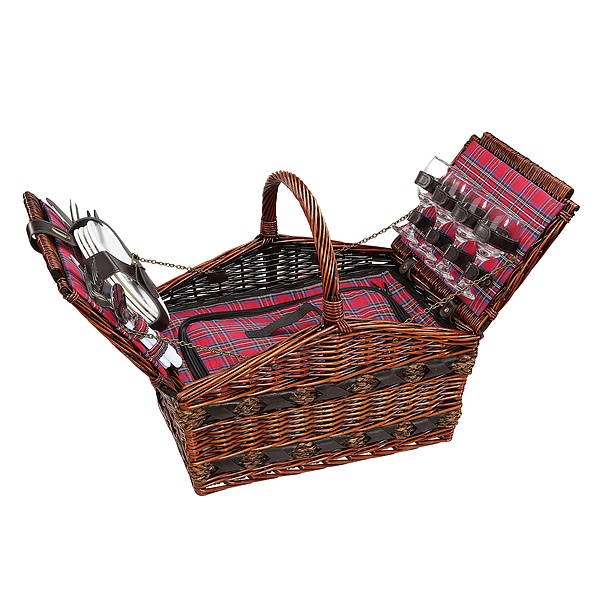 Koszyk piknikowy wiklinowy CILIO COMO BRĄZOWY 47 x 31 cm