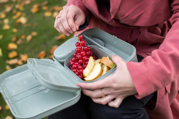 KOZIOL Pascal Ready zielony 3 szt - lunch box'y ze sztućcami plastikowe