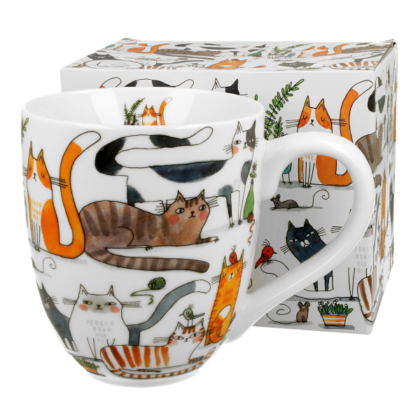 Kubek duży porcelanowy DUO ANIMALS KOCI ŚWIAT LENIWE KOTY 1000 ml