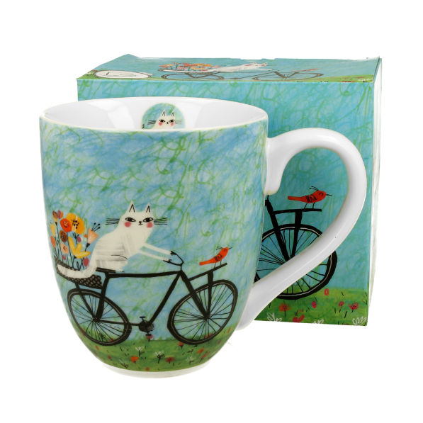Kubek duży porcelanowy DUO ANIMALS KOCI ŚWIAT ROWER 1000 ml