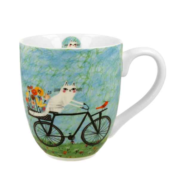 Kubek duży porcelanowy DUO ANIMALS KOCI ŚWIAT ROWER 1000 ml