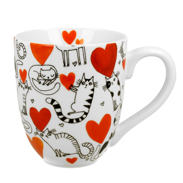 Kubek duży porcelanowy DUO ANIMALS KOCI ŚWIAT SERCA 1000 ml