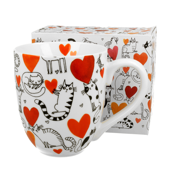 Kubek duży porcelanowy DUO ANIMALS KOCI ŚWIAT SERCA 1000 ml