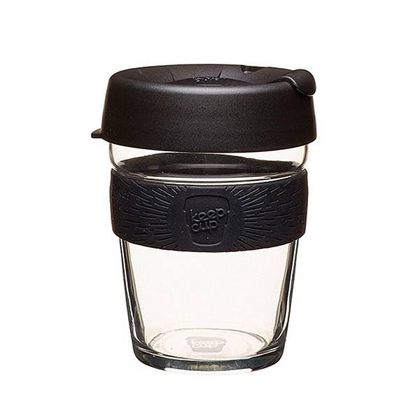 KEEPCUP Brew Black 340 ml czarny - kubek szklany z pokrywką