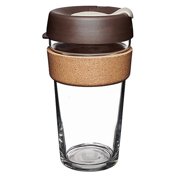 KEEPCUP Brew Cork Almond 454 ml brązowo-beżowy - kubek szklany z pokrywką