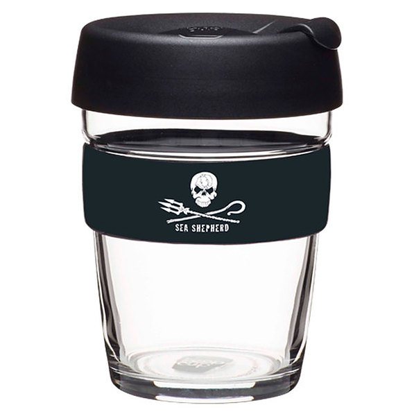 KEEPCUP Brew Sea Shepherd 340 ml czarny - kubek szklany z pokrywką