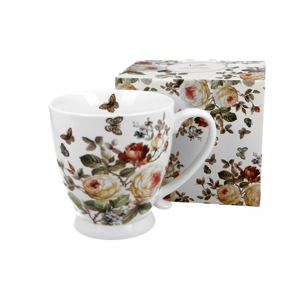 Kubek na stopce porcelanowy DUO ROMANTIC ZAHRA BIAŁY 500 ml