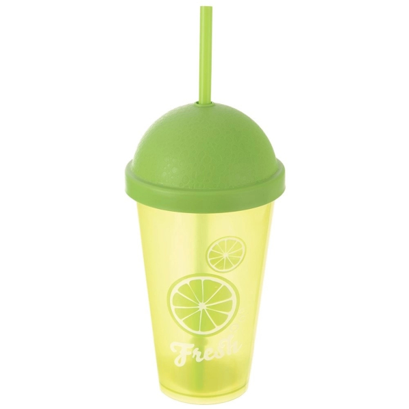 Kubek plastikowy ze słomką 450 ml