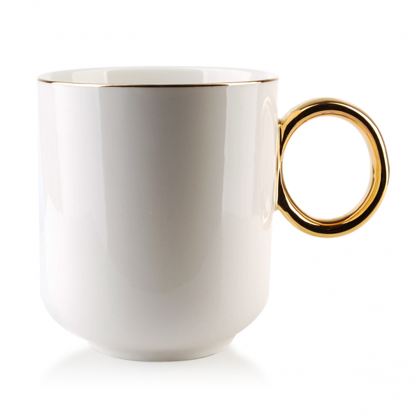 Kubek porcelanowy AFFEK DESIGN GRACE GOLD BIAŁY 350 ml