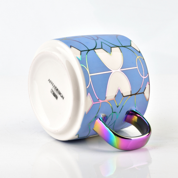 Kubek porcelanowy AFFEK DESIGN NEO GEO NIEBIESKI 410 ml