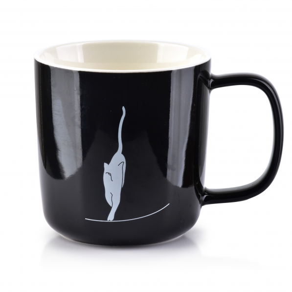 Kubek porcelanowy AFFEK DESIGN SAMMY CAT CZARNY 360 ml