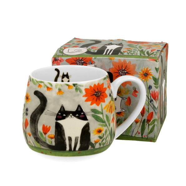 Kubek porcelanowy baryłka DUO ANIMALS KOCI ŚWIAT ŁĄKA 430 ml