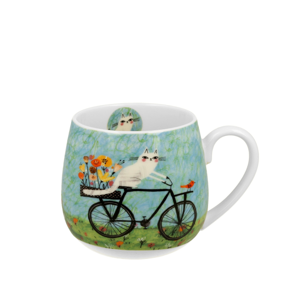 Kubek porcelanowy baryłka DUO ANIMALS KOCI ŚWIAT ROWER 430 ml