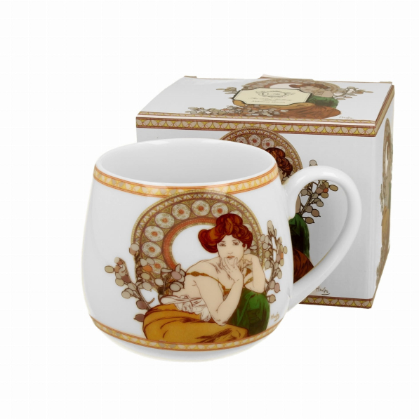 Kubek porcelanowy baryłka DUO ART GALLERY TOPAZ BY A. MUCHA 430 ml