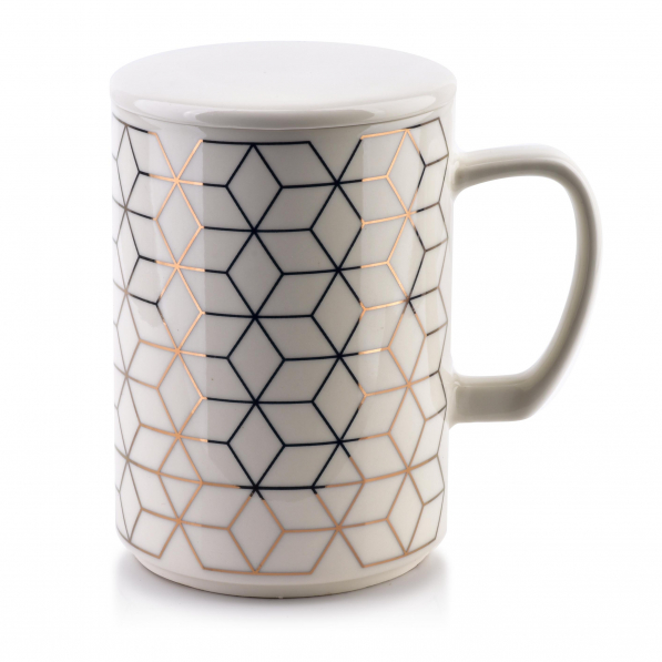 Kubek porcelanowy AFFEK DESIGN CHIC GEO ROMBY BIAŁY 460 ml 