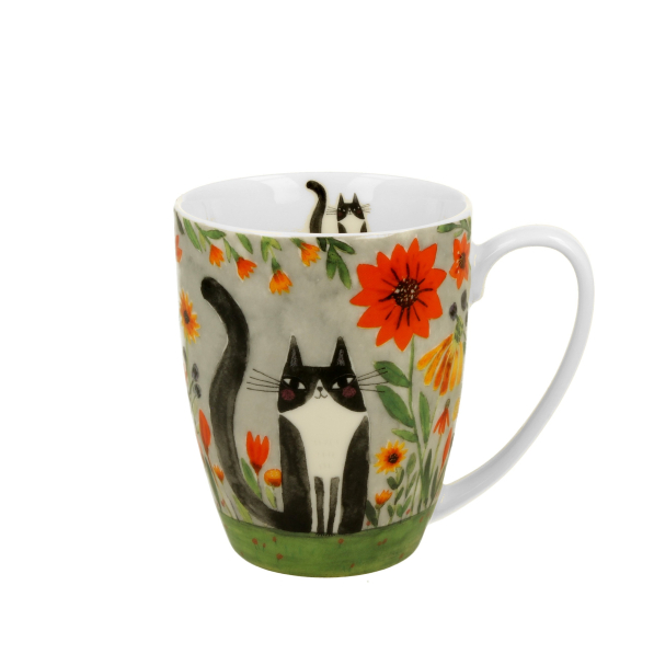 Kubek porcelanowy DUO ANIMALS KOCI ŚWIAT ŁĄKA 360 ml