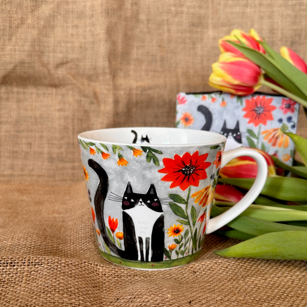 Kubek porcelanowy DUO ANIMALS KOCI ŚWIAT ŁĄKA 610 ml