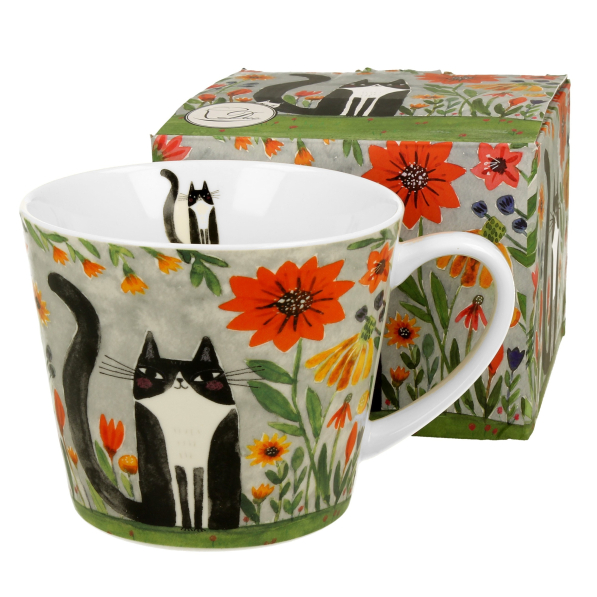 Kubek porcelanowy DUO ANIMALS KOCI ŚWIAT ŁĄKA 610 ml