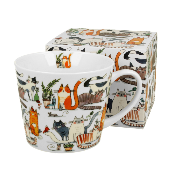 Kubek porcelanowy DUO ANIMALS KOCI ŚWIAT LENIWE KOTY 610 ml