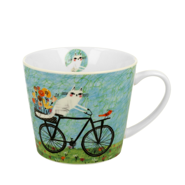 Kubek porcelanowy DUO ANIMALS KOCI ŚWIAT ROWER 610 ml