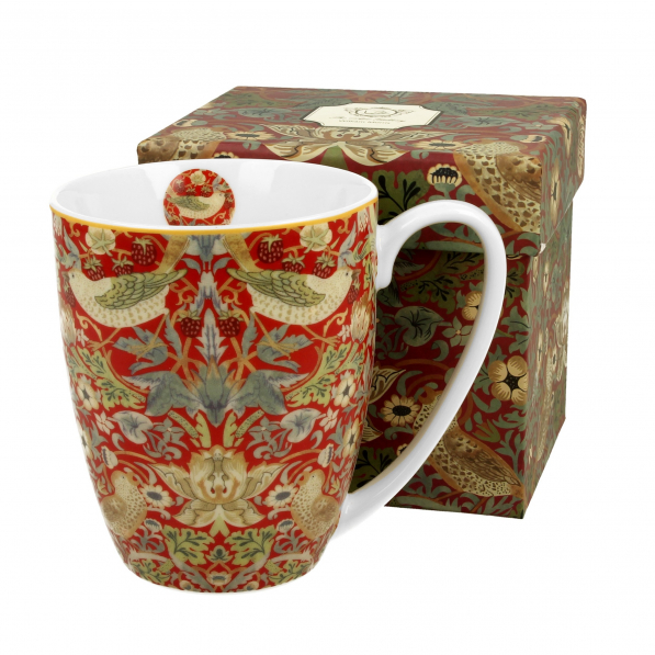 Kubek porcelanowy DUO ART GALLERY STRAWBERRY THIEF RED BY WILLIAM MORRIS 380 ml