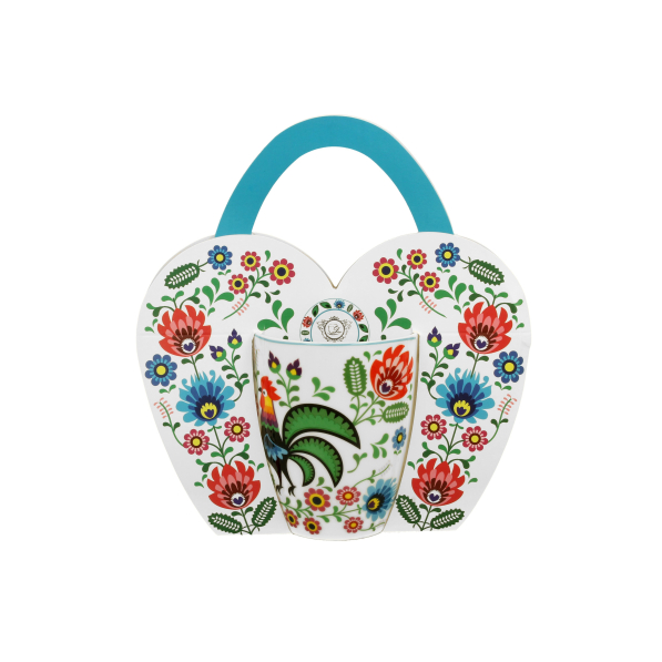 Kubek porcelanowy DUO ETNO KOGUTY FOLK 360 ml