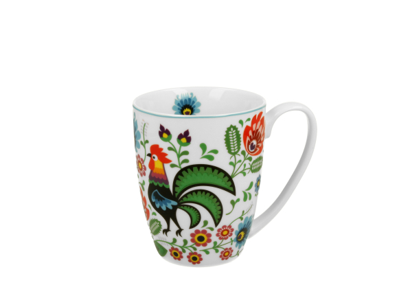 Kubek porcelanowy DUO ETNO KOGUTY FOLK 360 ml