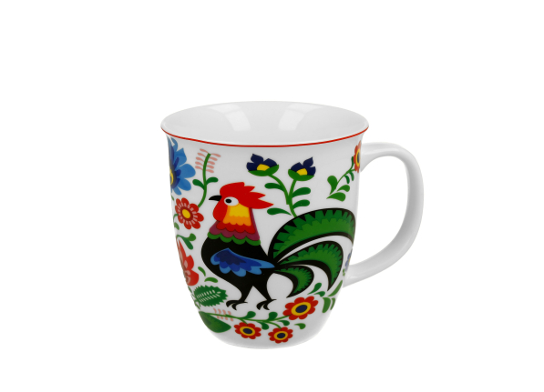 Kubek porcelanowy DUO ETNO KOGUTY FOLK 650 ml