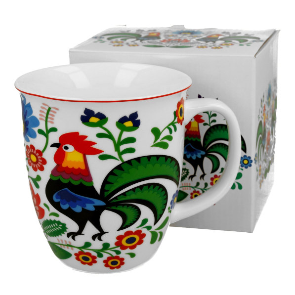 Kubek porcelanowy DUO ETNO KOGUTY FOLK 650 ml