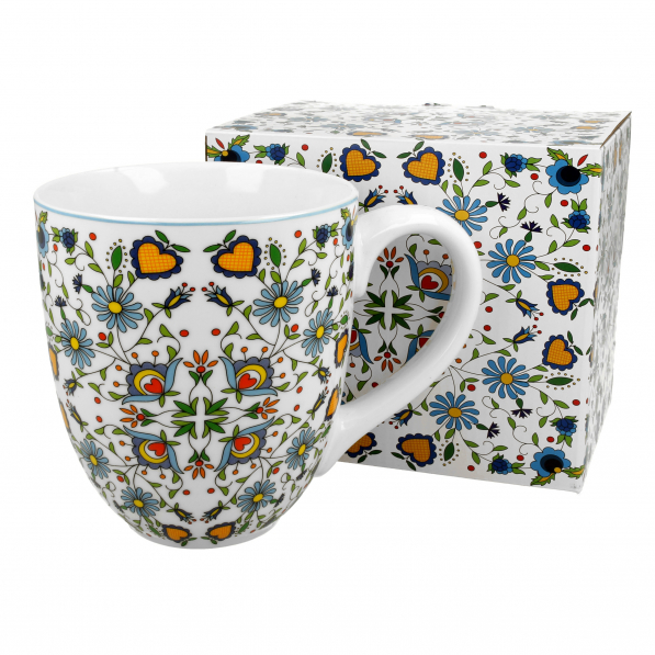 Kubek porcelanowy DUO ETNO KWIATY ETNO XXL BIAŁY 1000 ml