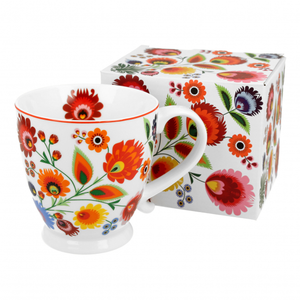Kubek porcelanowy DUO ETNIC ETNO ŁOWICZ BIAŁY 480 ml
