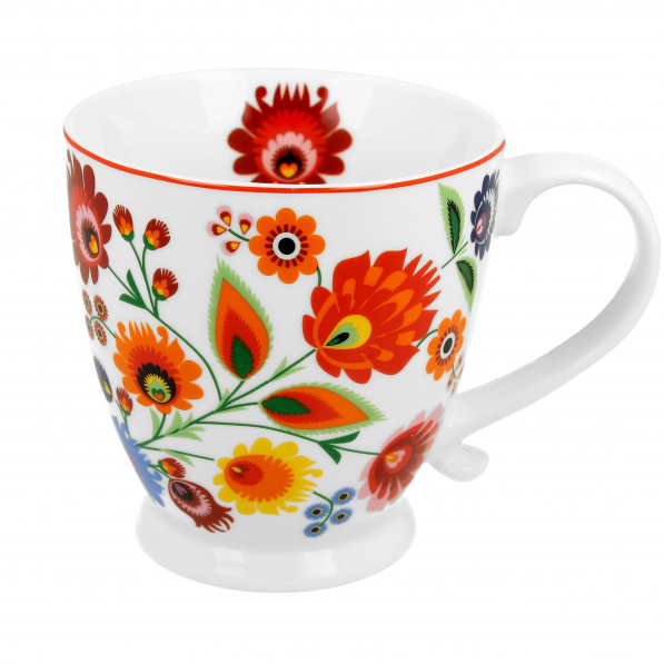 Kubek porcelanowy DUO ETNIC ETNO ŁOWICZ BIAŁY 480 ml
