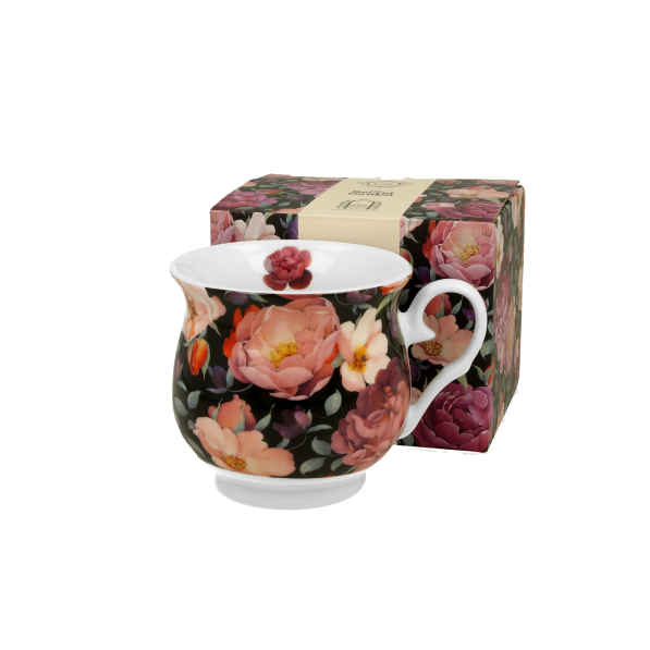 Kubek porcelanowy DUO FLORAL EXCLUSIVE SPRING ROSES BLACK 500 ml