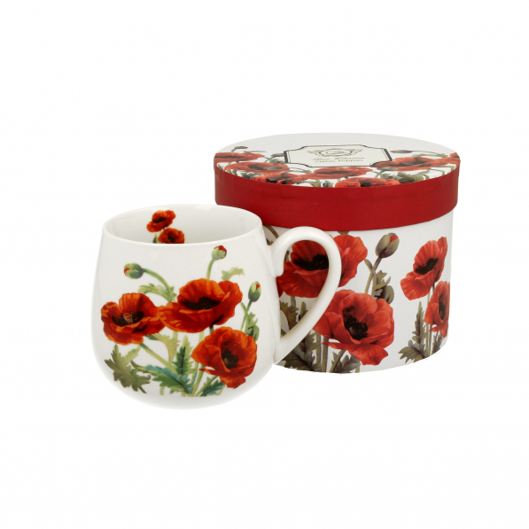 Kubek porcelanowy DUO CLASSIC POPPIES BIAŁY 430 ml