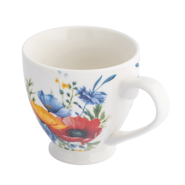 Kubek porcelanowy na stopce BUKIET MAKÓW 410 ml