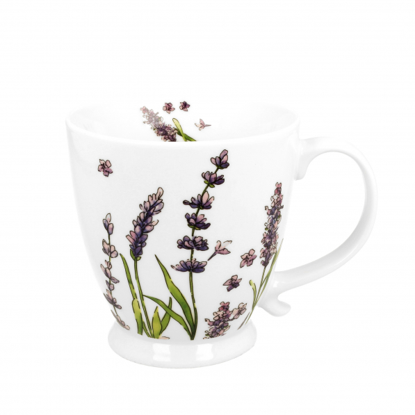 Kubek porcelanowy na stopce DUO CLASSIC LAVENDER BIAŁY 480 ml