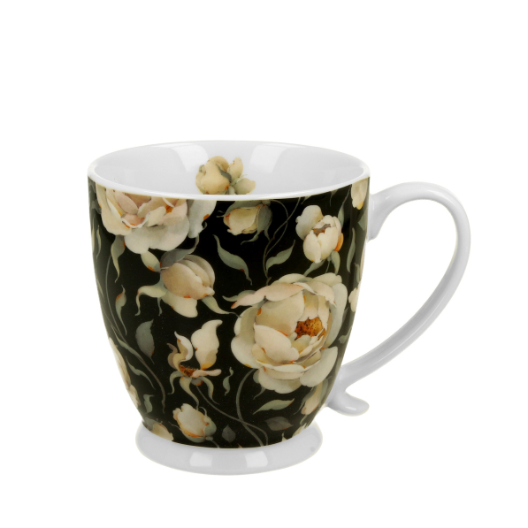 Kubek porcelanowy na stopce DUO THE SECRET GARDEN ENGLISH ROSES BLACK 510 ml