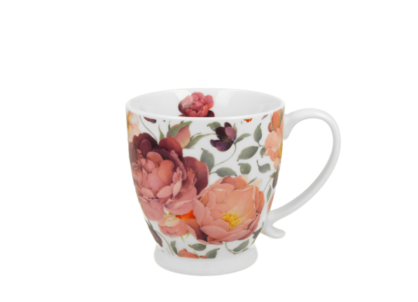 Kubek porcelanowy na stopce DUO THE SECRET GARDEN SPRING ROSES WHITE 510 ml