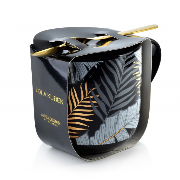 Kubek porcelanowy z łyżeczką AFFEK DESIGN LOLA JUNGLE 450 ml 