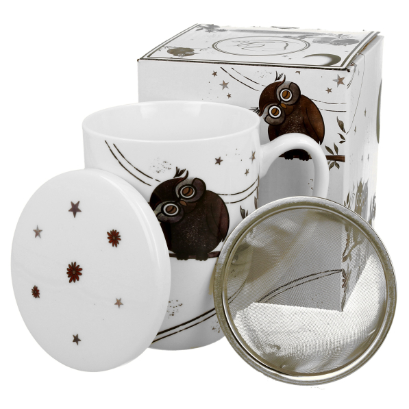 Kubek porcelanowy z zaparzaczem DUO ANIMALS CHARMING OWLS 350 ml