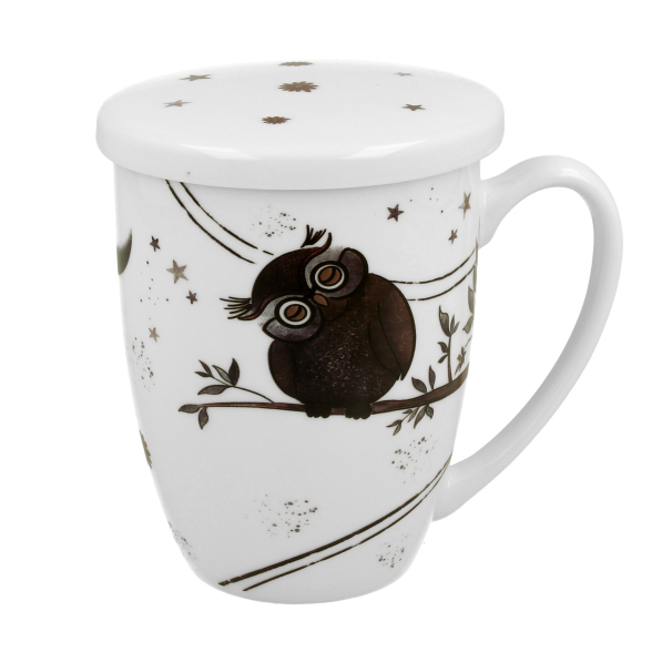 Kubek porcelanowy z zaparzaczem DUO ANIMALS CHARMING OWLS 350 ml