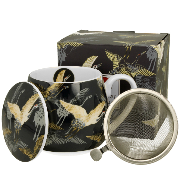 Kubek porcelanowy z zaparzaczem DUO ART GALLERY ŻURAWIE NOCĄ 430 ml