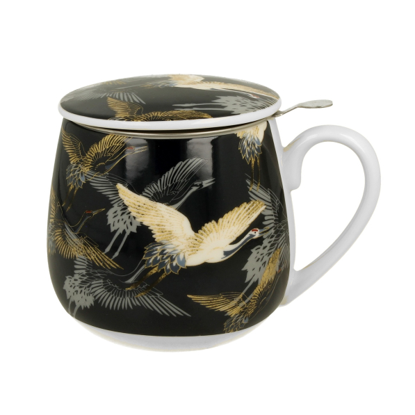Kubek porcelanowy z zaparzaczem DUO ART GALLERY ŻURAWIE NOCĄ 430 ml