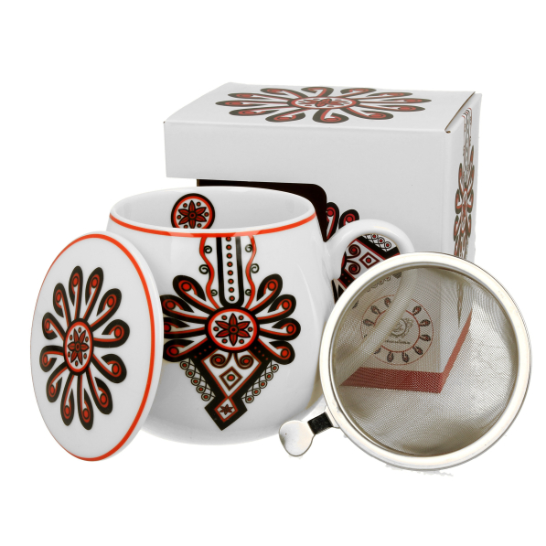 Kubek porcelanowy z zaparzaczem DUO ETNO PARZENICA 430 ml