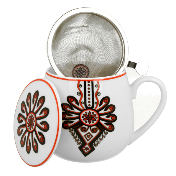 Kubek porcelanowy z zaparzaczem DUO ETNO PARZENICA 430 ml