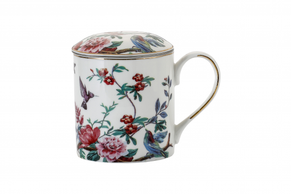 Kubek porcelanowy z zaparzaczem i pokrywką 360 ml