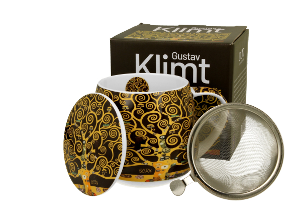 Kubek porcelanowy z zaparzaczem i pokrywką DUO ART GALLERY TREE OF LIFE BY GUSTAV KLIMT 430 ml