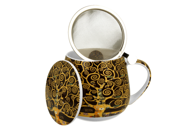 Kubek porcelanowy z zaparzaczem i pokrywką DUO ART GALLERY TREE OF LIFE BY GUSTAV KLIMT 430 ml
