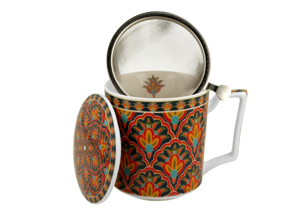 Kubek porcelanowy z zaparzaczem i pokrywką DUO GEOMETRIC FESTUM 400 ml